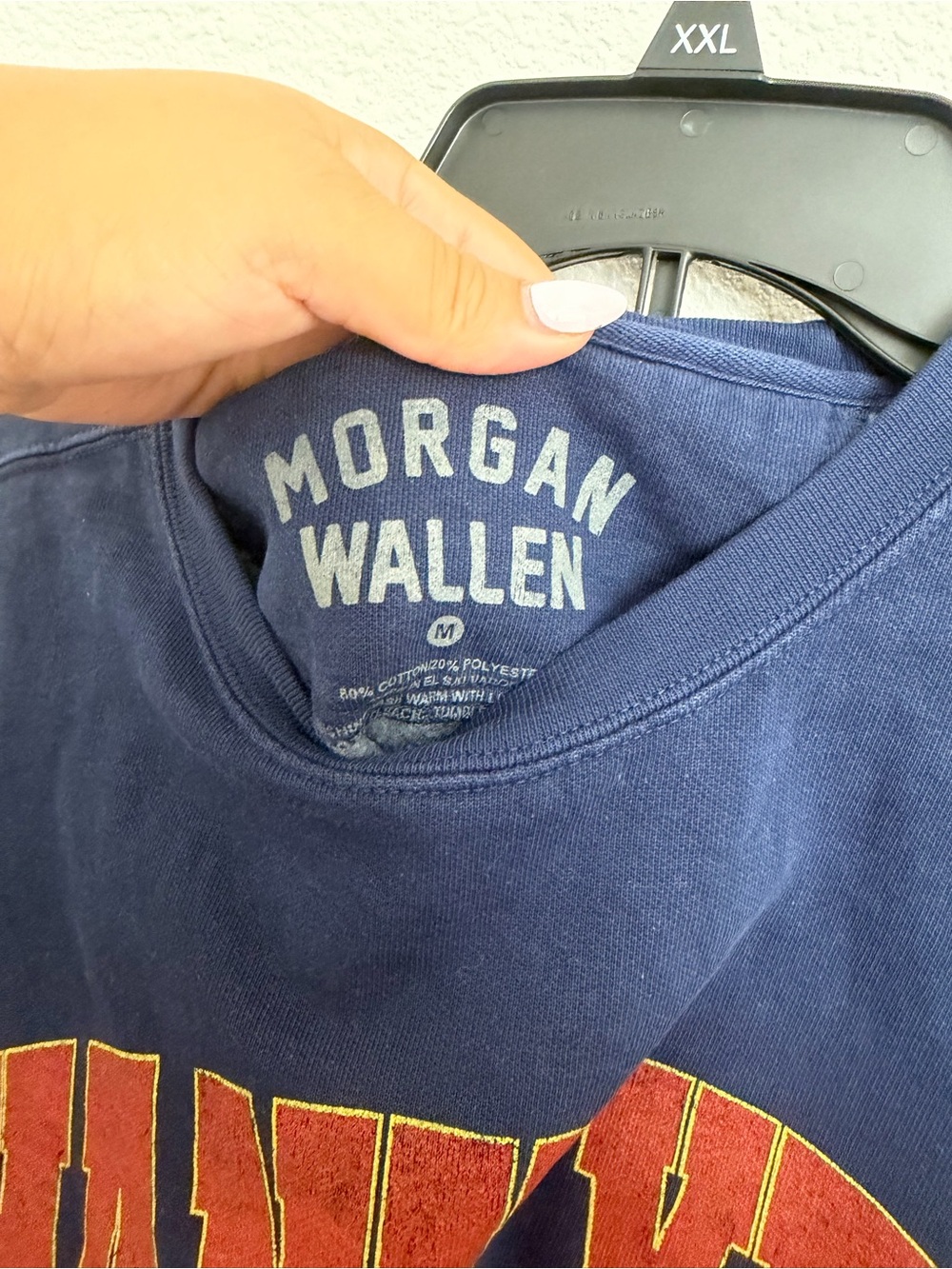 Navy 'Thank Yew' Graphic Crewneck Sweatshirt by Morgan Wallen - Picture 2 of 2
